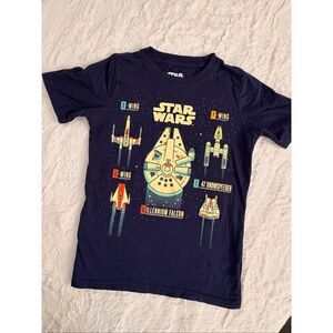 Star Wars Graphic T Shirt Kids Size 10 Millennium Falcon X-Wing Navy
